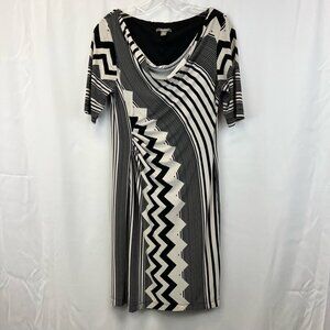 Muse Womens A Line Dress Multicolor Knee Length Chevron Scoop Neck 3/4 Sleeve 8